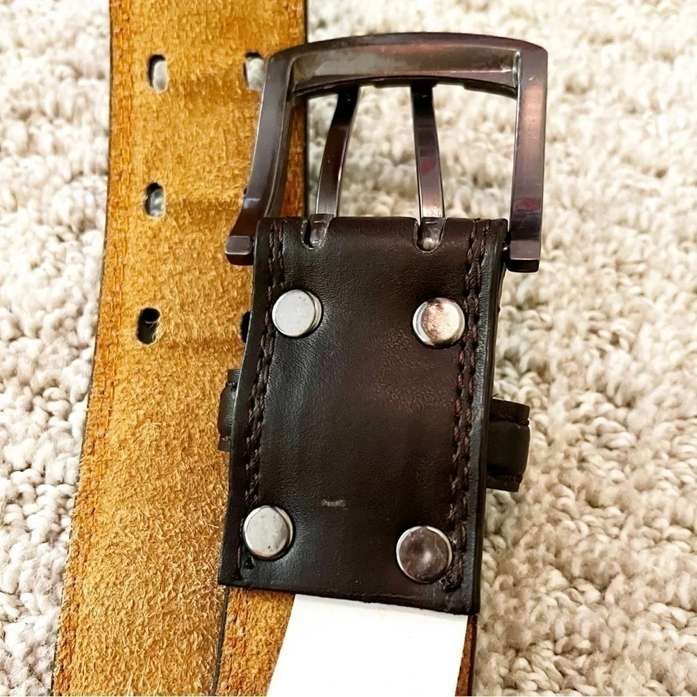 Men's Deep Brown Dress Leather Belt Sz 32 Formal Classic Modern Western Wedding